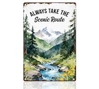DOODLREAM Forest Mountains Rivers Tin Sign Retro Metal Wall Decor 20 x 30 cm Vintage Natural Landscape Wall Art Poster for Home Room Cafes Outdoor Bathroom Camper RV Garage Man Cave Decor Gift