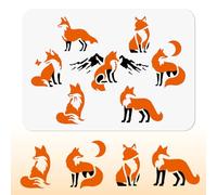 Doodlream Foxes Stencil for Painting Contains 7 Foxes Stencil Drawing Template, Forest Animal Silhouette DIY Craft Paint Template for Wall Home Decor Wood Burning Card Journal Canvas 29.7×21cm