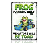 DOODLREAM Frog Parking Only Tin Sign 30 x 20 cm Funny Frog Wall Decor Metal Sign Vintage Wall Poster for Garage Private Parking Space Man Cave Club Decor Gift
