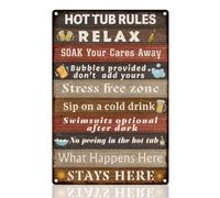DOODLREAM Funny Bathroom Rules Retro Wall Decor Metal Tin Sign 20x30cm Hot Tub Pool Patio Rules Vintage Wall Art Poster for Bathroom Toilet Man Cave Home Clubs Decor Gift