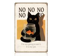 DOODLREAM Funny Black Cat Holding Fish Tank Tin Sign Retro Metal Wall Decor 20 x 30cm Vintage It's My Pet Wall Art Poster for Home Cafes Bathroom Gallery Man Cave Office Clubs Decor Gift