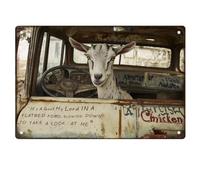DOODLREAM Funny Goat Metal Tin Sign Retro Poster Gifts for Room, Garage, Workshop, Man Cave Wall Decorations 8 x 12 Inch