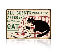 DOODLREAM Funny Home Visiting Rule All Guests Must Be Approved By the Cat Tin Sign 20 x 30 cm Wall Decor Metal Sign Vintage Wall Poster for Home Club Cafe Bar Pub Decor Gift