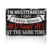 DOODLREAM Funny Sarcastic Retro Wall Decor Metal Tin Sign 20 x 30cm I'm Multitasking I Can Listen Ignore And Forget All At The Same Time Vintage Wall Art Poster for Man Cave Home Clubs Decor Gift