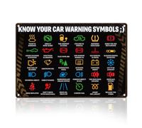 DOODLREAM Funny Sarcastic Tin Sign Retro Metal Wall Decor 20 x 30cm Vintage Know Your Car Warning Lights Wall Art Poster for Home Cafes Outdoors Garden Gallery Man Cave Office Clubs Decor Gift