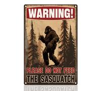 DOODLREAM Funny Sasquatch Warning Tin Sign Retro Metal Wall Decor 20x30 cm Please Do Not Feed The Sasquatch Wall Art Poster for Mancave Cafe Club Bar Garden Backyard Decor Gift