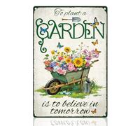 DOODLREAM Garden Plant Retro Wall Decor Metal Tin Sign 20 x 30cm To Plant A Garden Is To Believe In Tomorrow Vintage Wall Art Poster for Home Courtyard Greenhouse Yard Decor Gardening