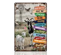 DOODLREAM Goat Sign Tin Sign Farmhouse Metal Wall Decor You Always Have The Choice To Be Happy Wall Poster 20 x 30cm
