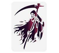 Doodlream Grim Reaper Stencil, Halloween Street Reusable Painting Template | 29.7 x 21 cm Plastic Craft Stencil, Grim Reaper Wall Stencil, DIY Home Decor Template for Wall Floor Wood Fabric Glass