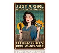 DOODLREAM Hair Dresser Tin Sign Just A Girl Who Loves Making Other Girls Feel Awesome 20 x 30 cm Barber Shop Wall Decor Haircut Metal Sign Vintage Wall Poster for Home Decor Gift