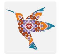DOODLREAM Hummingbird Mandala Wall Stencil Template 30 x 30cm Reusable Plastic Hummingbird Floral Stencils for Painting on Wood Wall Floor Fabric Glass Furniture, Bird DIY Home Decor Or Craft Stencil