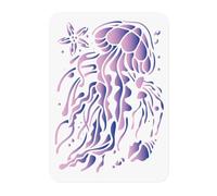 DOODLREAM Jellyfish Ocean Animal Stencil for Painting 29.7 x 21cm Reusable Plastic Jellyfish Sea Animal Template for Painting on Wall Wood Furniture Fabric Canvas DIY Craft Stencil