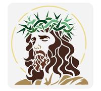DOODLREAM Jesus Christ Crown Thorns Stencil for Painting 30 x 30cm Reusable Plastic Jesus Template for Painting on Wall Wood Furniture Fabric Canvas, DIY Craft Stencil