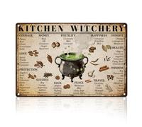 DOODLREAM Kitchen Witchery Tin Sign 20 x 30 cm Wall Decor Spice and Cooking Herbs Magic Metal Sign Vintage Wall Poster for Kitchen Home Restaurant Club Bar Decor Gift