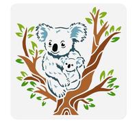 DOODLREAM Koala Sitting on a Tree Stencil for Painting 30 x 30cm Reusable Plastic Koala Stencils for Painting on Wall Wood Furniture Fabric Canvas, DIY Craft Stencil
