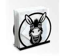 Doodlream Laughing Donkey Metal Napkin Holder for Table, 13.5x12.5x5cm Black Funny Animal Face Napkin Dispenser, Standing Napkin Holder for Kitchen Coffee Bar and Dining Room and Restaurant Decor