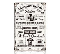 DOODLREAM Laundry Room Rules Tin Sign Retro Metal Wall Decor 20 x 30cm Funny Vintage Laundry Wall Art Poster for Home Bathroom Laundromat Dry Cleaning Store Man Cave Clubs Decor Gift