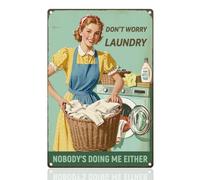 DOODLREAM Laundry Room Tin Sign Retro Metal Wall Decor 20x30cm Funny Vintage Laundry Woman Don't Worry Wall Art Poster for Home Bathroom Garden Laundromat Dry Cleaning Store Man Cave Club Decor Gift