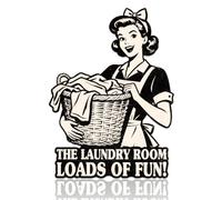 DOODLREAM Laundry Room Woman Tin Sign Retro Metal Wall Decor 34.5 x 25.4 cm Lady Holding Clothes Basket Vintage Wall Art Poster for Home Cafe Bar Laundromat Bathroom Bedroom Laundry Decor Gift