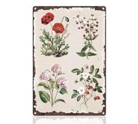 DOODLREAM Lavender Hydrangea Flower Retro Wall Decor Metal Tin Sign Four Floral Vintage Wall Art Poster for Home Cafe Bar Courtyard Garden Greenhouse Decor Gardening Gift