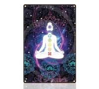 DOODLREAM Meditation Yoga Tin Sign Seven Chakras Metal Wall Decor Zen Lotus Wall Poster 20 x 30cm