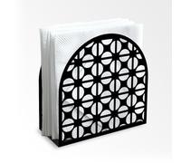 Doodlream Modern Geometric Round Decorative Black Metal Napkin Holder for Table, 12 x 12 x 5cm Standing Napkin Holder for Home Kitchen Restaurant Picnic Party Coffee Bar Dining Room