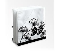 Doodlream Modern Ginkgo Leaves Decorative Black Metal Napkin Holder for Table, 12 x 12 x 5cm Standing Napkin Holder for Home Kitchen Restaurant Picnic Party Coffee Bar Dining Room