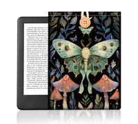 DOODLREAM Moon Moth eBook Reader Sleeve for 6-7" e-Reader, Mushroom and Vines E-Reader Case with Button Closure, Waterproof Memory Fabric Double-Sided Printed E-Book Cover for Screen Protection