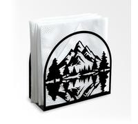 Doodlream Mountain Forest Decorative Black Metal Napkin Holder for Table