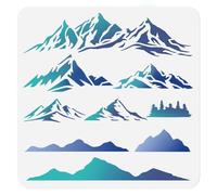 DOODLREAM Mountain Stencil for Painting, 30×30cm Reusable Plastic Continuous Mountains Stencil Drawing Template, DIY Craft Paint Template for Wall Home Decor Wood Burning Card Journal Paper
