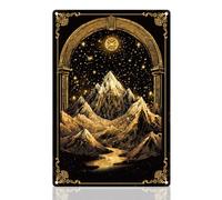DOODLREAM Mountains Starry Sky Retro Wall Decor Metal Tin Sign 20x30cm Tarot Card Vintage Wall Art Poster for Home Coffee Cafes Bathroom Playroom Divination Room Man Cave Office Clubs Decor Gift