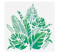 Doodlream Palm Tropical Leaves Wall Stencil Template 11.8 x 11.8 Inch Reusable Plastic Leaf Craft Stencil for Painting on Wood Wall Floor Fabric Glass Furniture