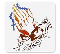 DOODLREAM Praying Gesture Hands Wall Stencil Template 30 X 30 CM Cross Reusable Plastic Stencils for Painting on Wood Wall Fabric Glass Furniture Painting DIY Home Decor or Craft Stencil