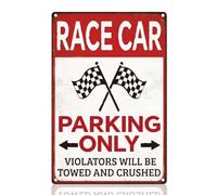 DOODLREAM Race Car Parking Only Tin Sign Retro Metal Wall Decor 20 x 30 CM Violators Will Be Lapped and Crushed Man Cave Signs Wall Art Poster for Garages Racetracks Car Clubs