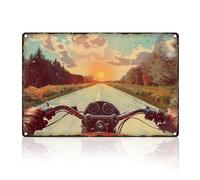 DOODLREAM Riding Scenery Sunset Wall Decor Tin Sign 8" x 12" free Route Metal Sign Vintage Wall Art Poster for Home Garage Bedroom Living Room Man Cave