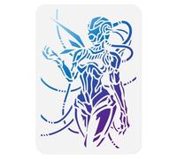 Doodlream Robot Lady Wall Stencil for Painting, 29.7 x 21cm Mechanical Woman Reusable Stencils for Wood Burning, Modern Cyberpunk Style Paint Template DIY Craft Art Stencil on Fabric Canvas Journal