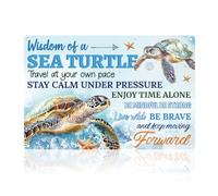 DOODLREAM Sea Turtle Inspirational Retro Wall Decor Metal Tin Sign 20x30cm Enjoy Time Alone Vintage Wall Art Poster for Marine Organism Inspiring Home Coffee School Classroom Room Bathroom Decor Gift