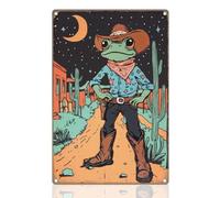DOODLREAM Sheriff Cowboy Frog Tin Sign Retro Metal Wall Decor 20 x 30cm Funny Frog Wall Art Poster for Home Coffee Cafes Bathroom Gallery Man Cave Office Clubs Decor Gift