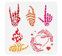 Doodlream Skeleton Hands Wall Stencil for Painting, 30 x 30cm Halloween Reusable Stencils for Wood Burning, Paint Templates DIY Craft Art Stencil on Wood Fabric Canvas Furniture Journal Home Decor