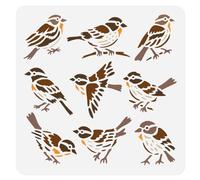 Doodlream Sparrow Bird Stencil, Reusable Painting Template, DIY Home Decor