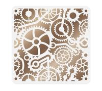 DOODLREAM Steampunk Gears Craft Stencil for Drawing 30 x 30cm Reusable Plastic Gear Wheel Stencils for Painting on Wood Wall Fabric, DIY Home Decor Stencil