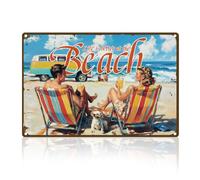 DOODLREAM Summer Beach Vacation Couples Retro Wall Decor Metal Tin Sign 20 x 30cm Life is Better at The Beach Vintage Wall Art Poster for Seaside Home Coffee Room Clubs Bathroom Decor Gift