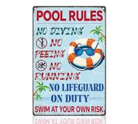 DOODLREAM Swimming Pool Rules Warning Metal Tin Sign Wall Decor 30 x 20 cm