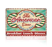 DOODLREAM The American Diner Retro Wall Decor Metal Tin Sign 20x30cm 50's, 60's Dinner Vintage Wall Art Poster for Kitchen Home Restaurant Man Cave Cafe Clubs Decor Gift