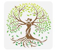 DOODLREAM Tree of Life Wall Stencil Template 30 x 30cm Plastic Reusable Tree Stencils for Painting on Wood Wall Floor Fabric Glass Furniture DIY Home Decor Stencils, Craft Drawing Stencil