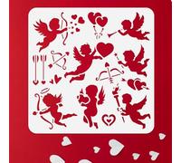 DOODLREAM Valentine's Day Cupid Wall Stencil Template 30x30 cm Reusable Plastic Stencils Painting on Wood Wall Floor Fabric Glass Furniture, Little Angel Pattern DIY Home Decor Craft Stencil