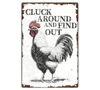 DOODLREAM Vintage Chicken Cluck Around And Find Out Metal Tin Sign Retro Tin Poster for Kitchen Room Wall Decor 8 x 12 Inch