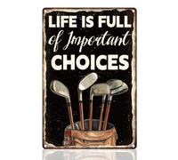 DOODLREAM Vintage Golf Sign Wall Decor Life is Full of Important Choices Metal Tin Sign Wall Poster for Glofing Decor Gift 8" x 12"