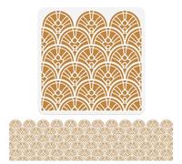 Doodlream Vintage Leaves Texture Stencil for Painting Radiant Scallop Stencil Drawing Template, Empire Deco Allover DIY Craft Template for Wall Home Decor Wood Burning Card Journal Canvas 30×30cm