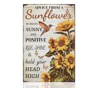 DOODLREAM Vintage Sunflower Metal Tin Sign Advice Sunflower Inspirational Retro Art Poster for Home Office, Cafe Bar Wall Decor 8 x 12 Inch